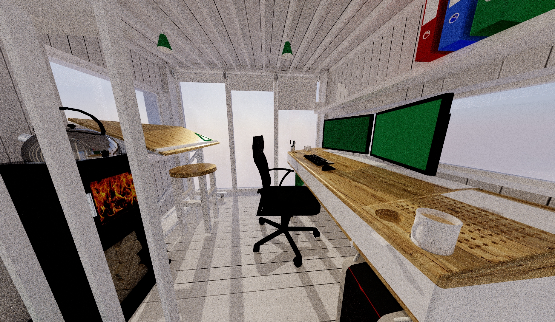 An alternate layout and use of the studio is shown here as an architect's office. It doesn't take much to adapt it to your needs...