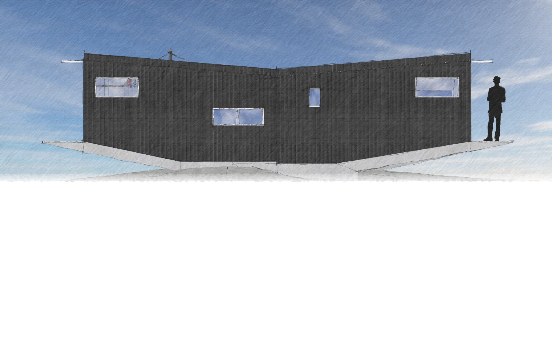 Here's the far side of the larger cabin. This side features smaller windows, mostly in panoramic form, except for the bathroom window which is much smaller.