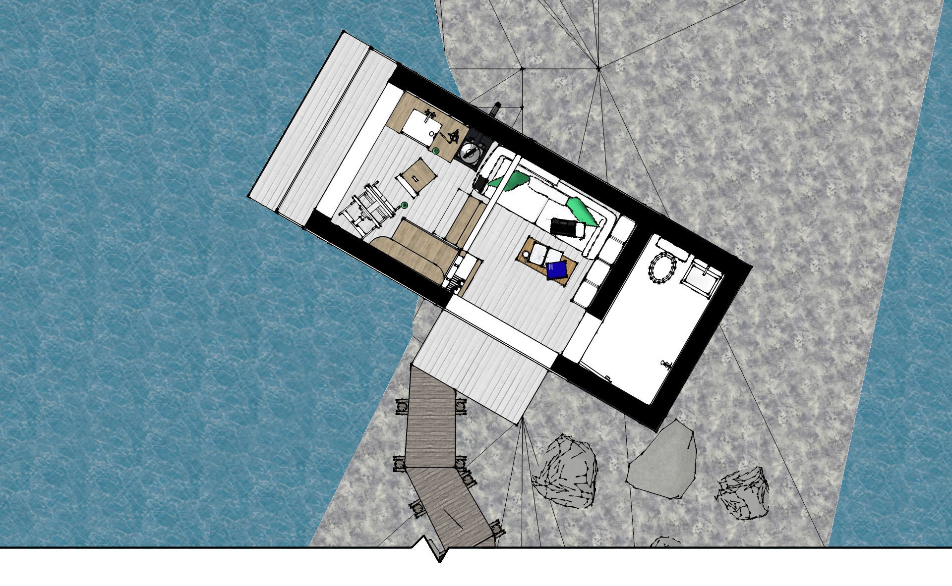 A plan view of the studio, giving an idea of one possible layout and use.