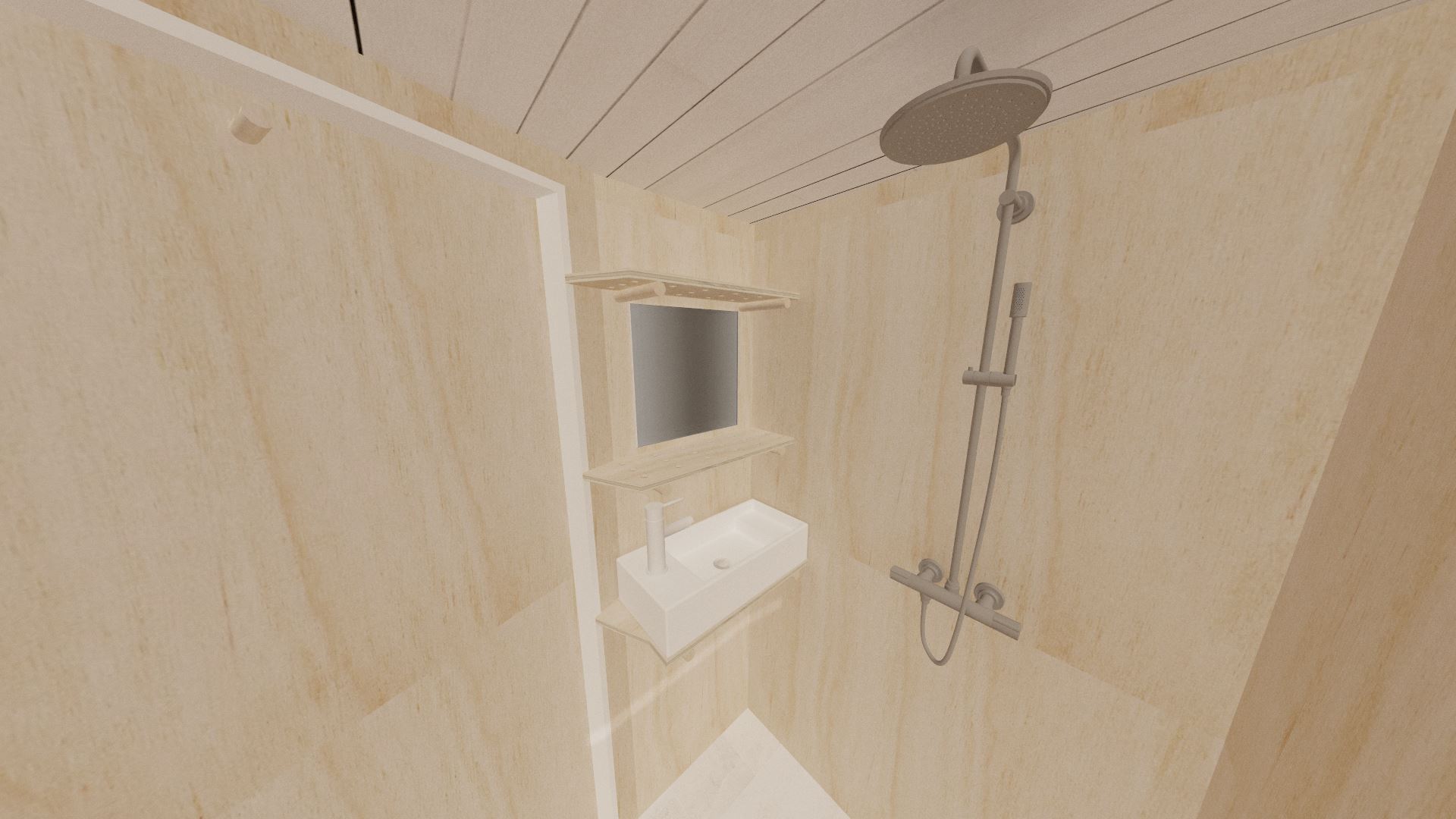 The wetroom is fully kitted out with a large shower head, although I hope you're not too tall as the ceiling is barely over 2m.