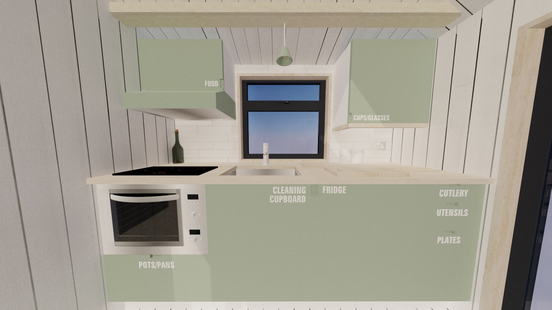 Living on your own means a dishwasher certainly won't be needed; helping to make the kitchen nice and compact.