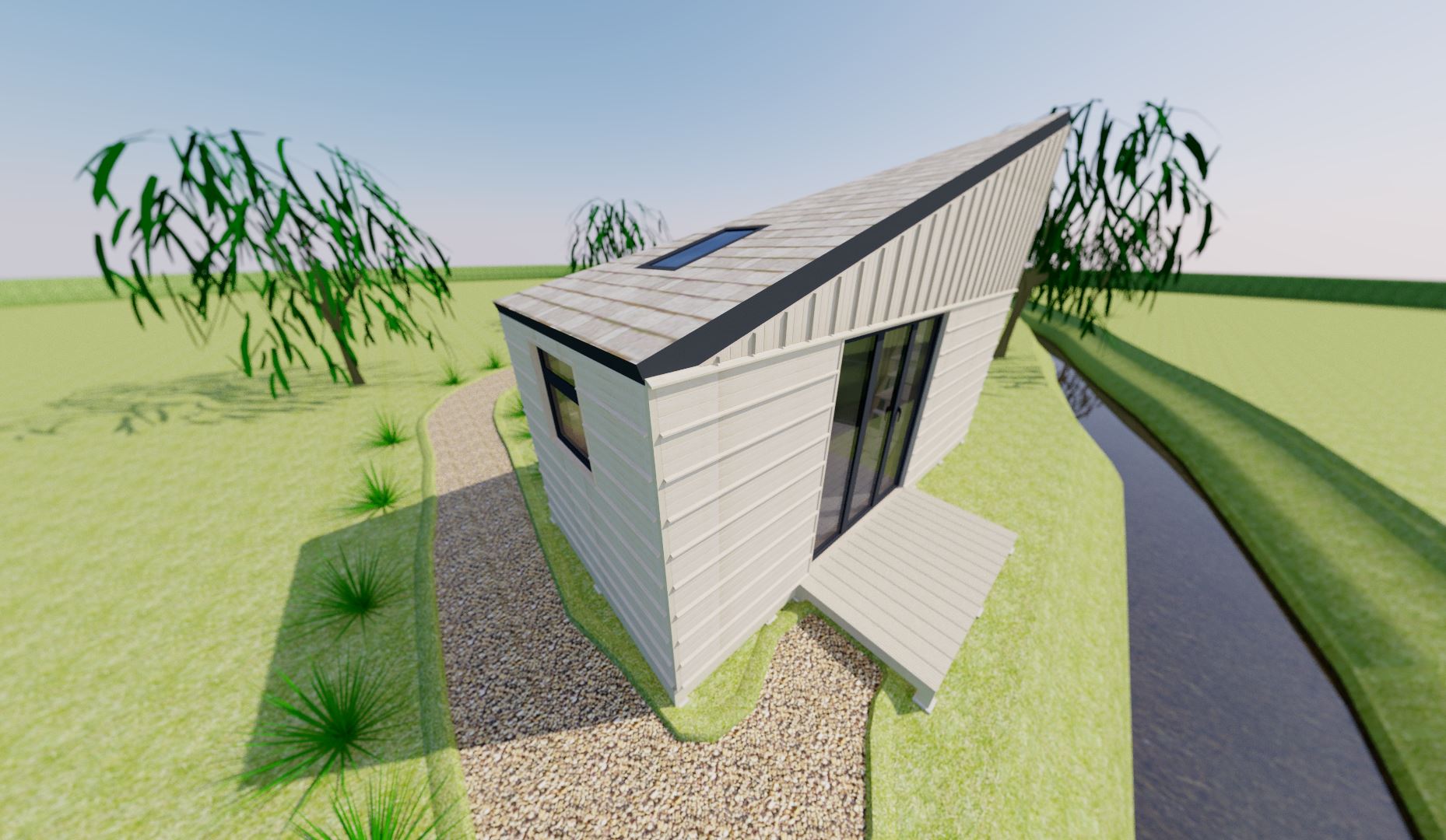 The decking may not be large, but it certainly would make for a nice place to sit in the summer evenings!