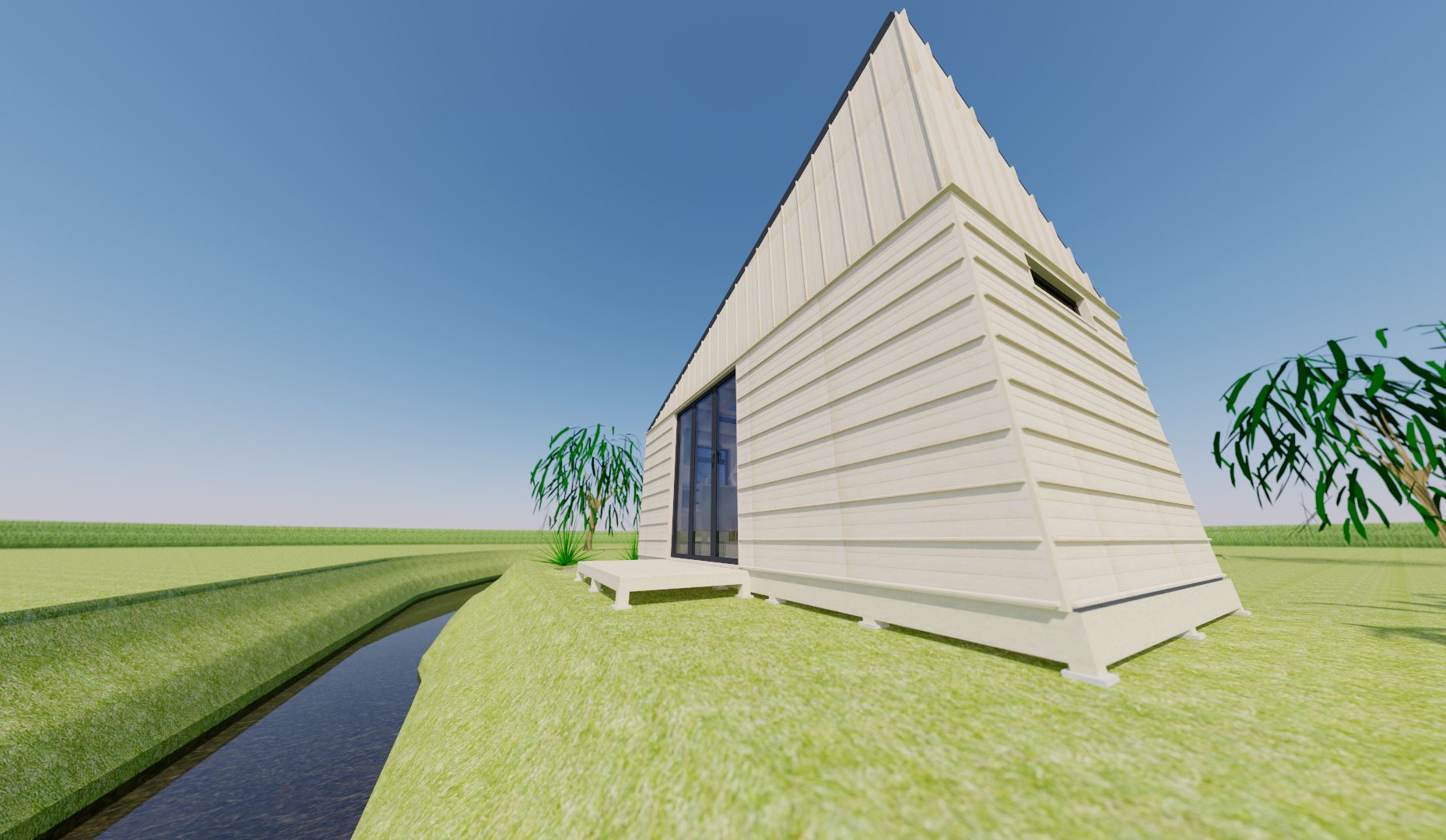 The simple exterior not only looks fairly modern, but the choice of oak cladding will also help reduce its visual impact; especially once the oak weathers.