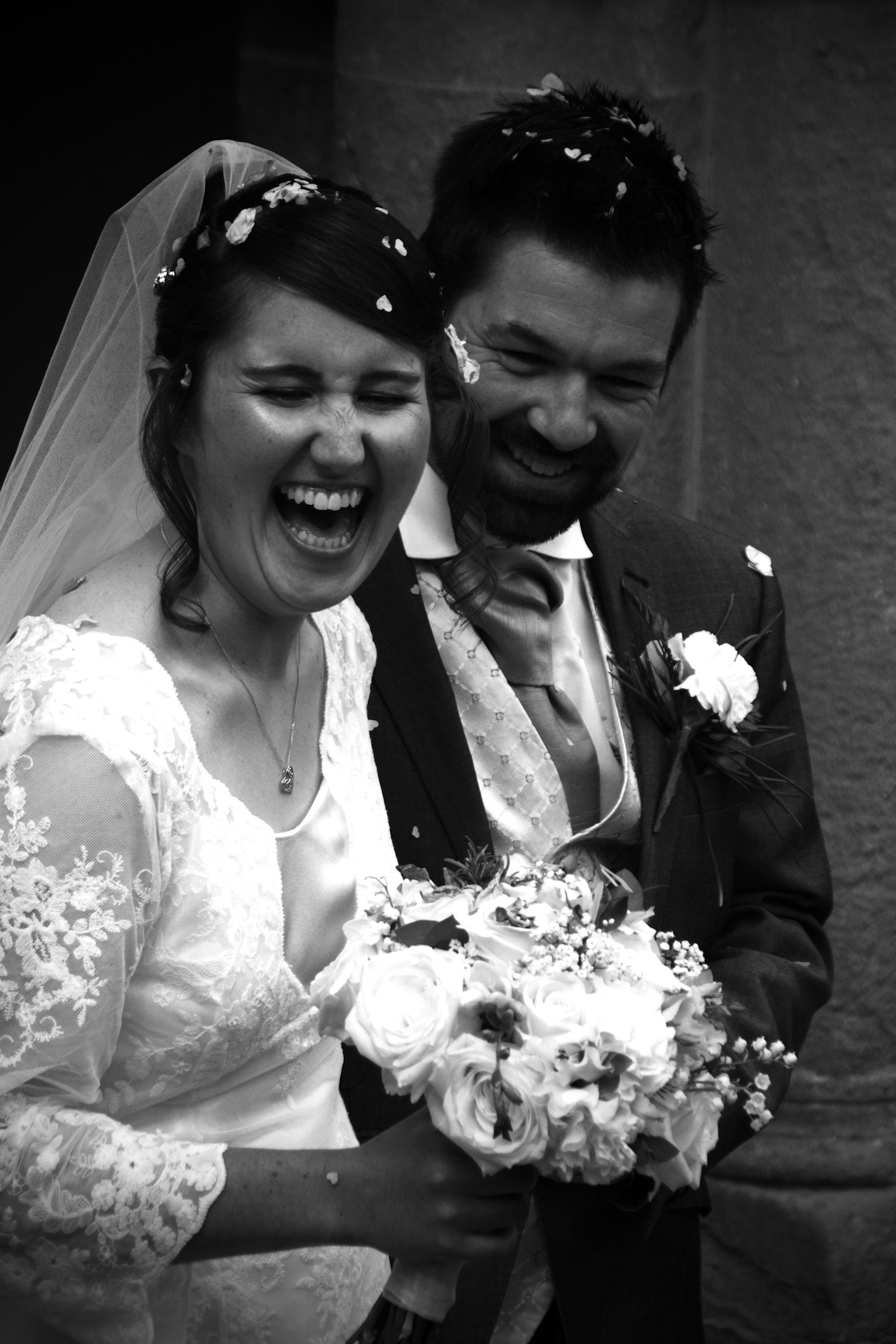 Emma and Mike leave Breamore Church.